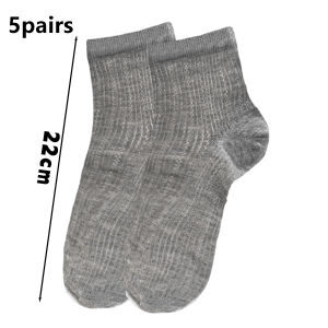 ถุงเท้าชุดเดรสเว้าสีเข้มน่อง5คู่ชุดสตรีฤดูร้อนสบายสไตล์บัลเล่ต์ลำลองถุงเท้าสั้น