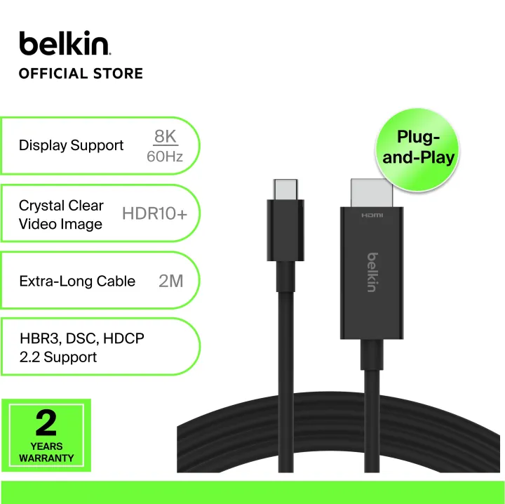 Belkin AVC012bt2MBK Connect USB-C to HDMI Cable (laptop,macbook,chromebook,USB-C device)