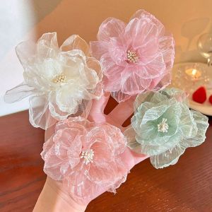 DIY Flower Hair Clip Accessories: Bridal Dress Hairpin & Organza Chiffon Flower