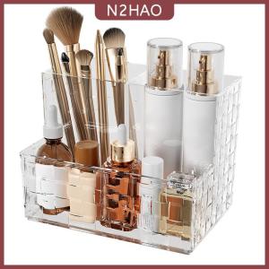 N2HAO Ánh Sáng Sang Trọng Trong Suốt Máy Tính Để Bàn Hộp Lưu Trữ Đa-Lưới Trang Điểm Tổ Chức Hộp Công Suất Lớn Mỹ Phẩm Hộp Điều Khiển Từ Xa Chủ