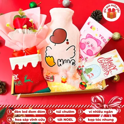 Set quà tặng bạn gái sinh nhật dịp lễ 20/10 valentine 8/3 cực kỳ cute ý nghĩa bộ quà tặng túi chườm ấm 350ml kèm thiệp hộp quà và túi xách