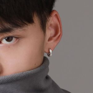 Anting anting lelaki earrings for men subang telinga lelaki Punk Boy Trendy Korean Geometry Men Hoop Earring Alloy Fashion Jewelry Circle Earring
