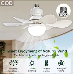 Lampu Kipas Langit-langit dengan Remote 30 w Lampu Soket 165" E27 3 Kecepatan