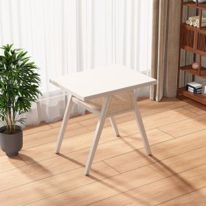 Balcony small table and chairs rattan solid wood leisure tea table net celebrity reading tea outdoor courtyard coffee table and chair combination