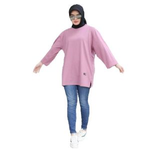 Kaos wanita oversize ungu lilac polos forever motif terlaris baju atasan oversize cewek terlaris