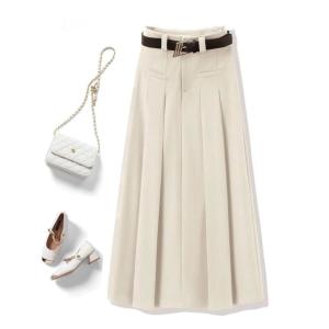 Chân váy xếp ly dáng dài 90cm cạp cao chữ A tôn eo hách dáng che giấu bụng phong cách trẻ trung CV09B