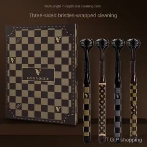 【GYN】 Three side brush head adult high luxury gift household medium soft hair three head toothbrush