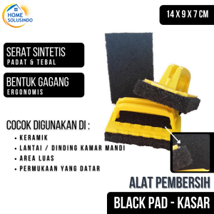 EZClean Black Pad Sikat Pembersih Kerak di Lantai Dinding Keramik Spons Kasar Gagang Super Kuat