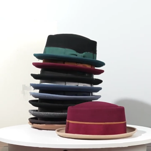 Vintage Wool Homburg Bowknot Panama Hat Victorian Age Western Porkpie Hat Trilby Top Hat for Dinner Play Stage Wear