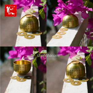 Hũ lư đồng đựng thỏi vàng đồng xu bát tụ tài lộc làm lư hương đồ trang trí phong thủy chiêu tài tụ lộc