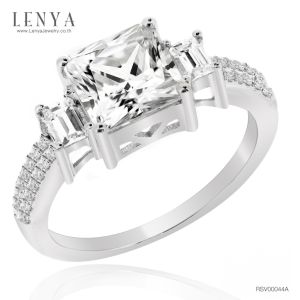 LENYA แหวน CZ Diamondlike เสริมบุคลิกและความมั่นใจ ขนาด 7 มิล ตัวเรือนเงินแท้925 ชุบทองคำขาว