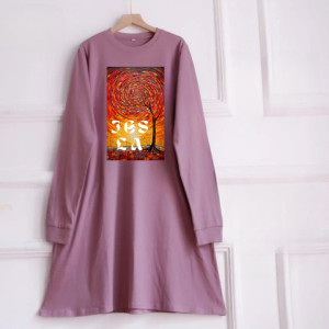 Tunik Wanita Lengan Panjang Sun Tunik Bahan Kaos Katun Combed Apk Sablon Tunic Wanita Oversize Kekinian