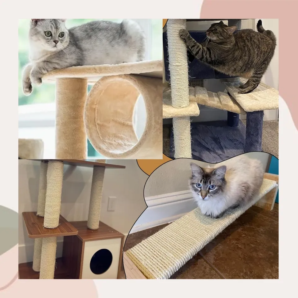 Abaca Rope Multipurpose 30yards Handmade 7-8mm Thickness Cat Scratcher Hemp  Twine Rope for Scratching Post Tree Replacement