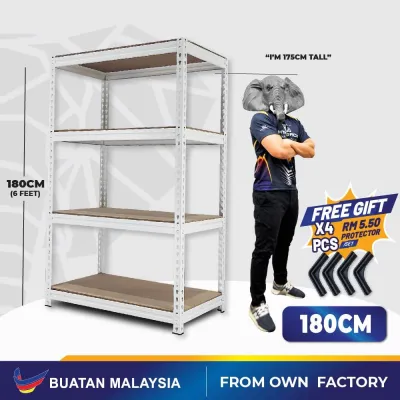 HYPERACK™️Boltless Rack White 4 Levels Rak Besi Bertingkat Kitchen Rack Rak Dapur Heavy Duty Rack