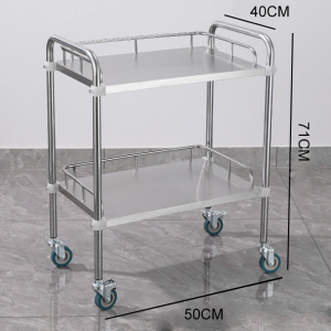 304 Stainless steel Rolling Utility Cart Medical Trolley Cart Treatment Trolley with 360° Silent Wheels Thickened Medical Emergency Trolley Medical Surgical Instruments Cart Oral Shelves PH