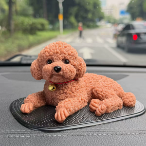 Soft TPR Realistic Teddy Puppy Squishy Toy Stress Relief Squeeze Toy Cute Dog Figurine for Car Dashboard & Table Decor