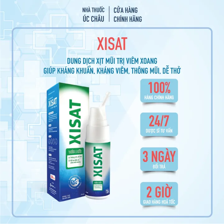 Xịt mũi nước biển sâu XISAT hỗ trợ giảm các triệu chứng viêm mũi 75ml