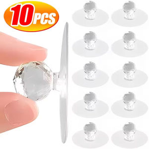 10Pcs Transparent Crystal Door Knobs/ Kitchen Cupboard Window Push Handles/ Punch-free Cabinet Wardrobe Furnitures Pulls