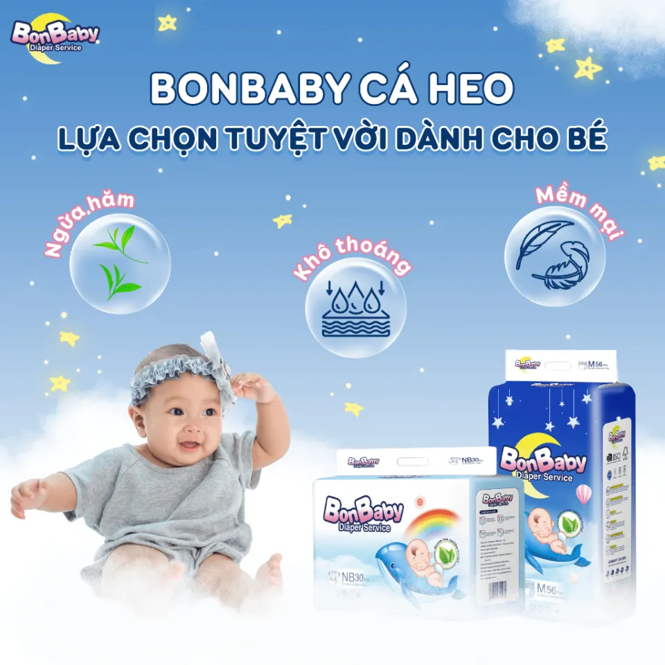 MUA 1 TẶNG 1QUÀ]Tã Quần Bỉm Quần Cho Bé BonBaby Cá Heo Công Nghệ Đệm Mây  Mềm Mại Thoải Mái & Chống Hằn - Size M/L/XL/XXL/XXXL Tã Quần Bonbaby Phù  Hợp Cho