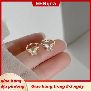 [COD] EHBqna 3PF Ship within 24 hours 1 cặp shinning Zircon lớn nhỏ bướm Tai Clip bông tai pha lê không xuyên Tai Cuff phụ nữ giả xuyên tai bọc
