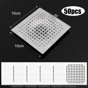 100Pcs 10*10cm Disposable Anti-blocking Filter Floor Drain Sticker Mesh Hair Catcher Stopper Shower Drain Cover Kitchen Bathroom Sink Blocker