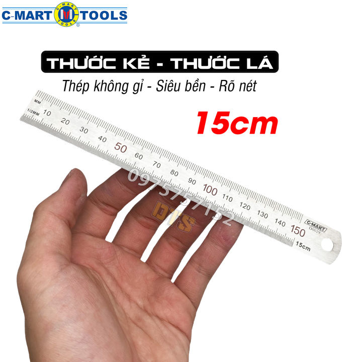 Thước lá thép, thước kẻ không gỉ dài 15cm C-Mart, thước thép thẳng siêu ...