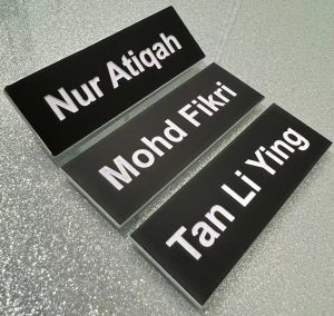 Premium Engraved Name Tag Pin 3 Colour | Tag Guru Tag Cikgu Tag Pekerja Tag Pejabat Kakitangan Kerajaan Office Tag