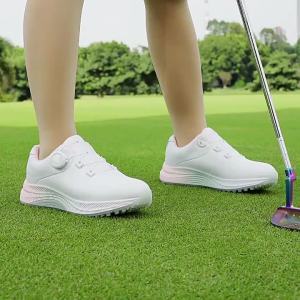 AUPGM Golf shoes womens summer shoes waterproof with rotating laces womens athletic shoes non-slip cushioned lightweight and without spikes