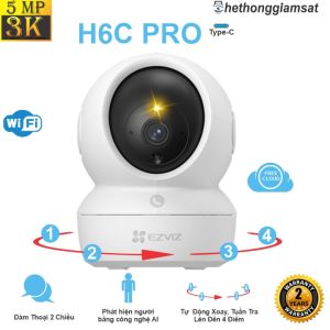 [Giá Sốc] Camera Wifi Xoay 360 EZVIZ H6C Pro 5MP 3K H.265 AI Có Đèn Led Tự Động Xoay 360 Nút Gọi Khẩn Cấp - Chính Hãng Bảo Hành 24 Tháng