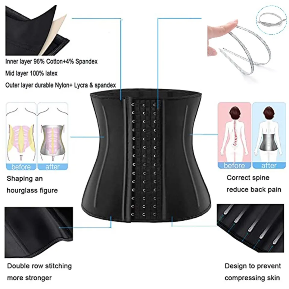 Women's/Men's 9 Steel Bone 100% Latex Shapewear Slimming Belt