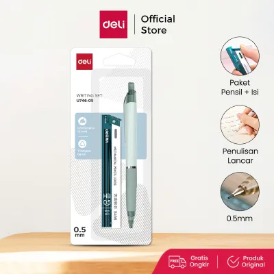 Deli Pensil Mekanik Set / Mechanical Pencil 0.5mm Set + Isi Pencil Penghapus EU746-05