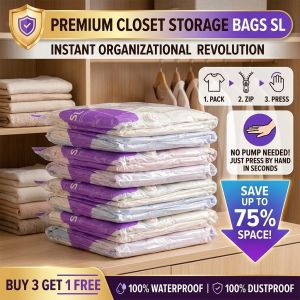 Extra Large Vacuum-Free Storage Bags Space Saver Bags for Clothes and Bedding Reusable Compression Organizer