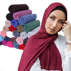 Jifang Muslim Women Plain Modal Jersey Hijab Scarf Islamic Soft Shawls Headscarf Turban Tudung Plain Shawl WJ336