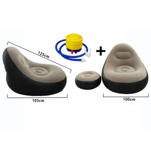 【FREE POMPA】Air Sofa Portable Inflatable Dengan Pompa Dan Sandaran Kaki Sofa Santai Angin Intime