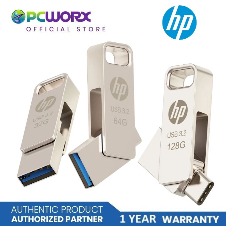 HP 32GB x206c Clé USB en métal OTG 3.2 Type-C/Type-A HP 32GB x206c Clé USB en métal OTG 3.2 Type-C/Type-A