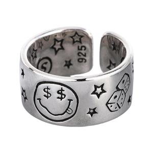 Personality Smile Face Dices Opening Ring Handmade Open Adjustable Ring Finger Accessories for Fashion Lovers