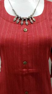 Womens Exclusive Ready Stock Casual Tops Indian Modern Kurti 3/4th Sleeves Simple Elegant Slub Cotton High Quality Comfortable Wear
