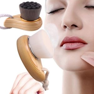 YOYO CHARMING Mild Wooden Handle Deep Cleansing Blackhead Bamboo Charcoal Exfoliating Skin Care Tool Facial Cleansing Brush Massage Scrubber Wash Face Brush