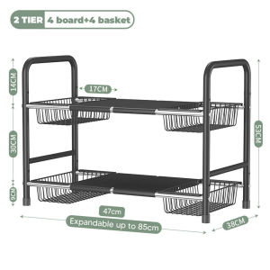 Little Carpenterr Expandable Undersink Rack Kitchen Storage Rack Rak Bawah Sinki Dapur Organizer Rak Serbaguna 下水道架