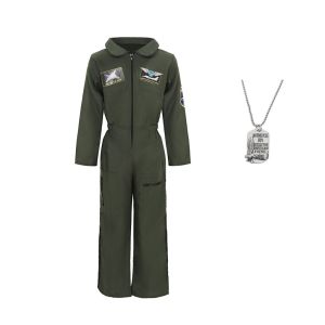 Kids Pilot Jumpsuit Costume Full Set With Sunglasses & Dog Tag Halloween Fancy Dress Ship From Local Warehouse MY