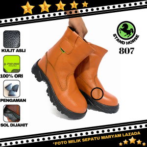 Sepatu Pria Safety Boots Kulit Asli Safety Shoes Proyek Lapangan SNI
