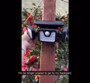 Outdoor Solar Light 3-head Motion Sensor Light IP65 Waterproof 270° Wide Angle Wall Light