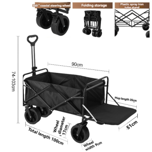 【TOP SALE】Camping Wagon Trolley Outdoor Collapsible 4/5/8/10inches Wagon Portable Garden Cart Folding Wagon with Sturdy Oxford Fabric Utility Carts with Big Wheels for Garden Shopping Camping Groceries