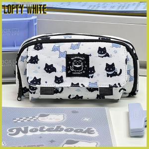 Lofty White Kawaii Three-layer Snow Cat Pencil Cases Large Capacity Pencil Bag Pouch Holder Box Office Student Stationery Organizer School Supplies
