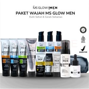 Ms Glow Men Paket Basic - Ms Glow For Men Pemutih Kulit Wajah Glowing - Ms Glow Men Pria Skincare Jerawat Dan Bekasnya - Ms Glow Official Store Original