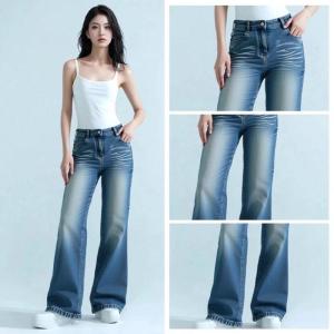 Korean Loose Wide Leg Jeans High Waist Denim Pants for Women