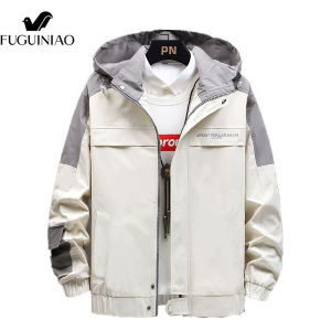 FUGUINIAO Mens Jacket Hoodie Korean Style Trend All-match Loose Fashion Handsome Hooded Top