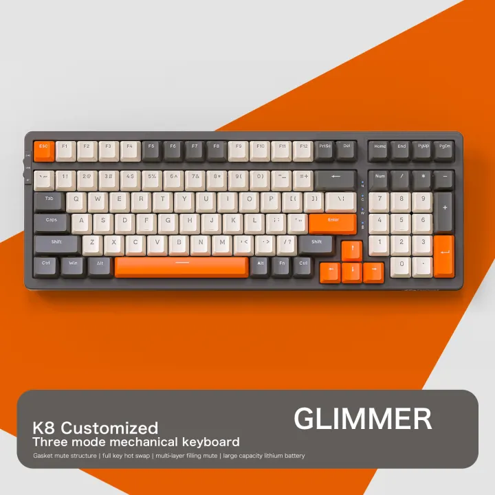 K8 Wireless Mechancial Gaming Keyboard Hot Swappable Backlit Bluetooth 2.4G Wired Linear Red Switch For PS4 PC Win Mac Gamer