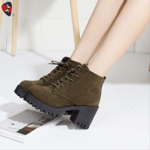 Katerina Fashion Korean Zipper Boots Shoes Ankle Heeled For Women #K-5