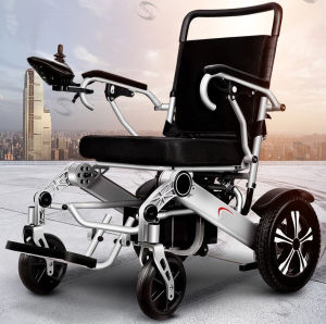 wxwise electric wheelchair automatic fold recline senior PWD motorized portable wheelchair remote app operate airplane